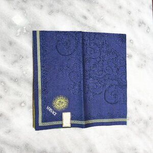 Versace Blue Silk Scarf Hankerchief